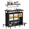 Yitahome home bar table with wall mounted rack modern home bar unit black liquor bar basement bar with adjustable led light and wine storage for home kitchen dining room living room  urban country home decor