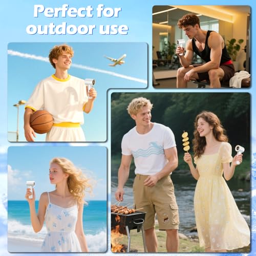 Portable Handheld Turbo Fan-20000 RPM High Speeds Rechargeable Personal Cooling Fan with 5 Speed Levels, Digital Display, 10m/s Max Airflow, Mini Fan for Travel,Outdoor, Gift for Women Men, White - Image 7