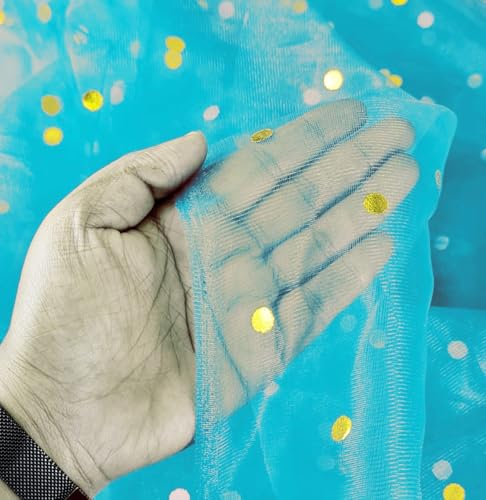 Image of SATYAM KRAFT 5 Meter Multipurpose Net Fabric Cloth for Birthday, Wedding, Valentine, Party, Event, Stage Backdrop, Pooja Background, Tent, Mandap & Festive Decoration Item (Dark Blue)