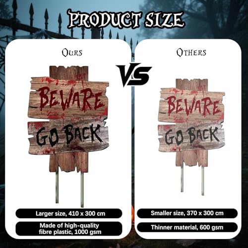 ROEOWENE 3PCS Warnschilder Halloween Deko Outdoor Grabstein Halloween Schild Horror Deko Garten Draußen Gruselige Helloween Gartendeko Erschrecken Halloween-Dekoration für Vorgarten,Rasen,Friedhof