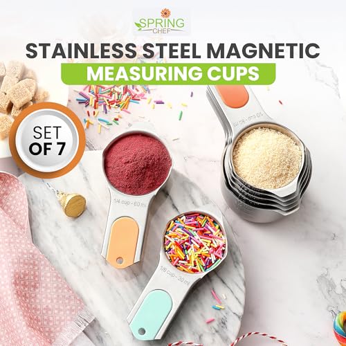 Image of Spring Chef Magnetic Stainless Steel Measuring Cups Set of 7, Desert Sunset