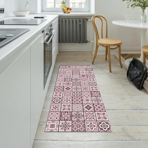 Alfombra bohemia de pasillo marrón de 80x80 cm lavable 5