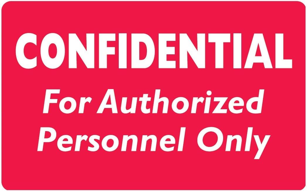 Confidential for Authorized Personnel Only Labels for Secure File Management, 2" x 2", Red with White Text, Permanent Adhesive, 500 Stickers/Box, Doctor Stuff