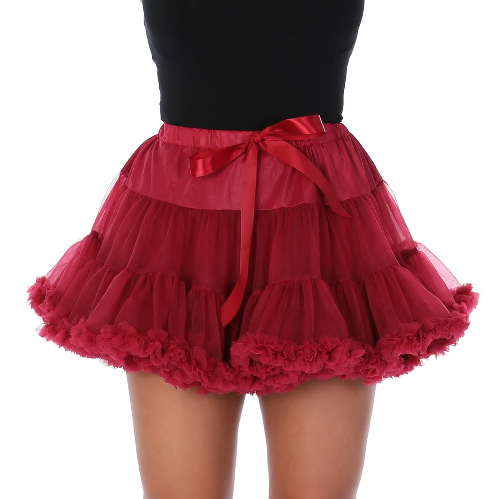 Stylex Adults Luxury Tutu Skirt 9 Colours Choose Your Own 1980s Petticoat Fancy Dress Halloween Costume Accessories Ballet Dance (Burgundy)