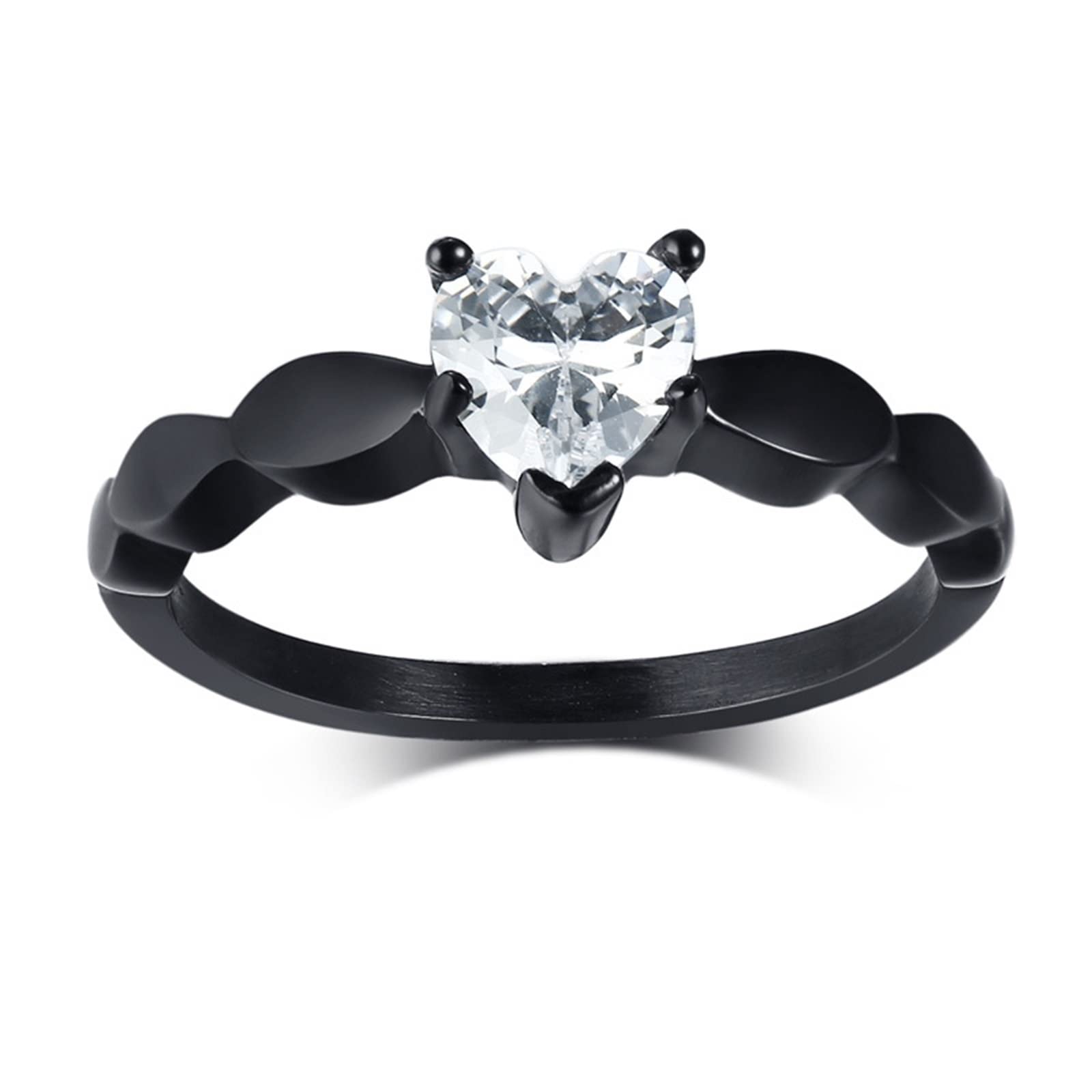 Partnerketten mit Gravur aus Edelstahl mit Gravur „Ich Liebe Dich“, Herz Partnerketten Wunschtext 2 Stück mit Ringen Anhänger mit Zirkonia weiß, schwarz, Breite 6 mm, Länge