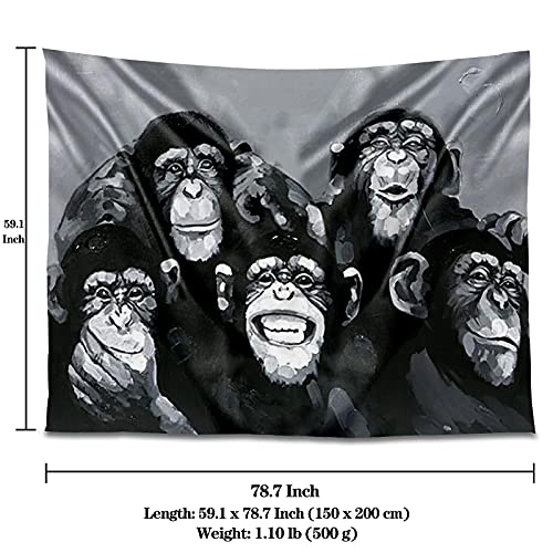 Tucocoo Britain Artist Banksy Tapestry Graffiti Street Art Monkey Tapestry Black And White Gorilla Tapestry Pop It Monkey Tapestry Home Decor For Room(60X80Inch) #TOP4