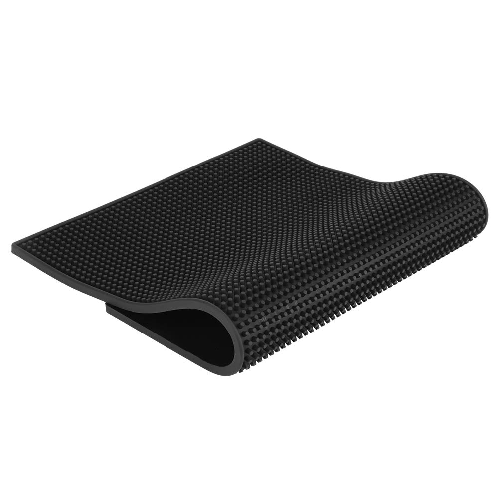 Set De 6 Tapis De Bar PVC + 4 Sous-Verres Antidérapants | QINERSAW | Noir | 30x15cm | Étanche