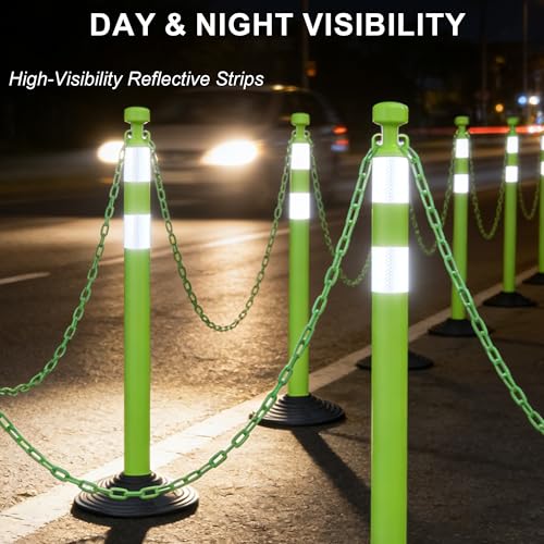 Image of OrangeStar 6 Pack Traffic Delineator Posts, 40 inch Crowd Control Stanchions