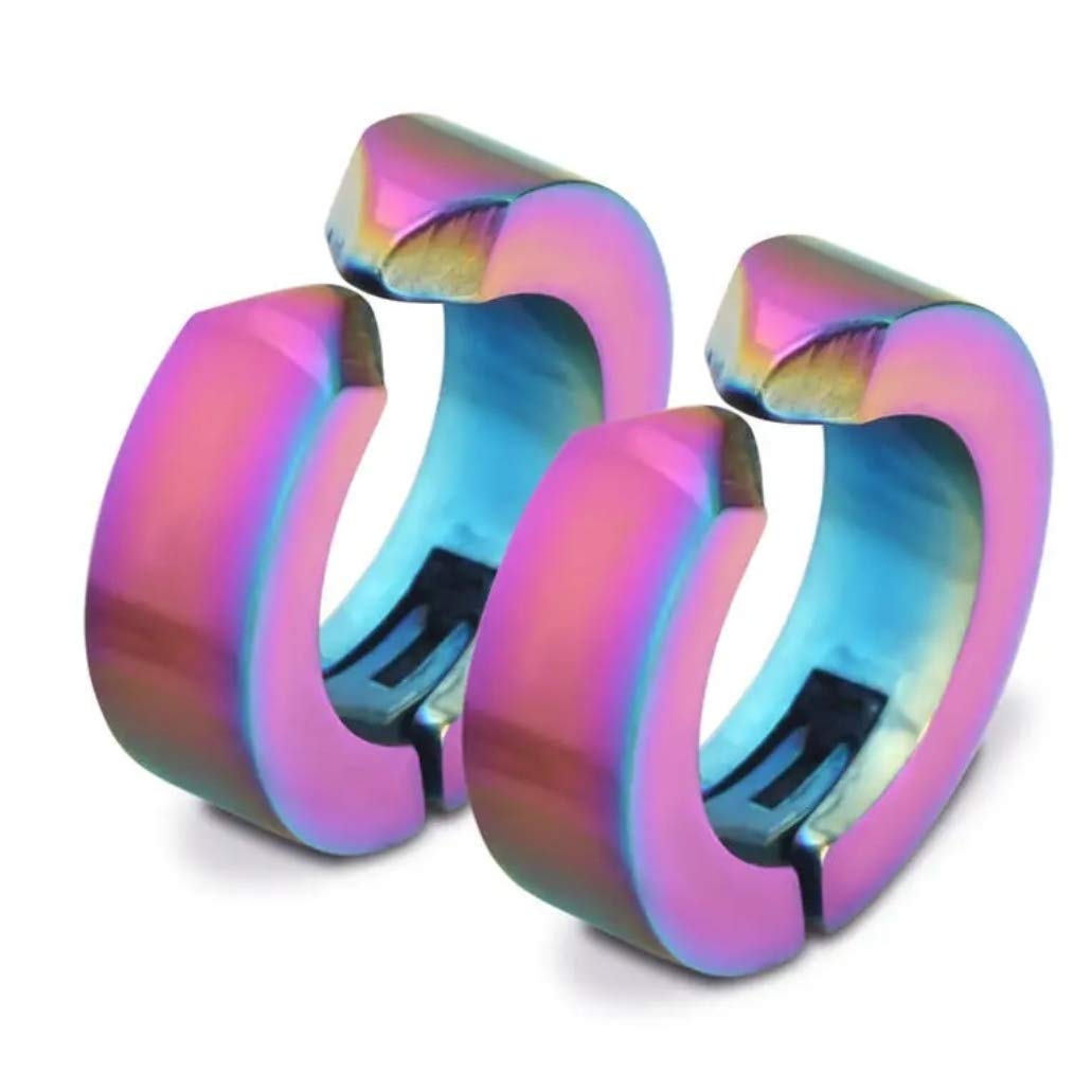 Clip-on Press Unisex Stud Non-Piercing Hoop Earrings for Men (Multi color)-image-24