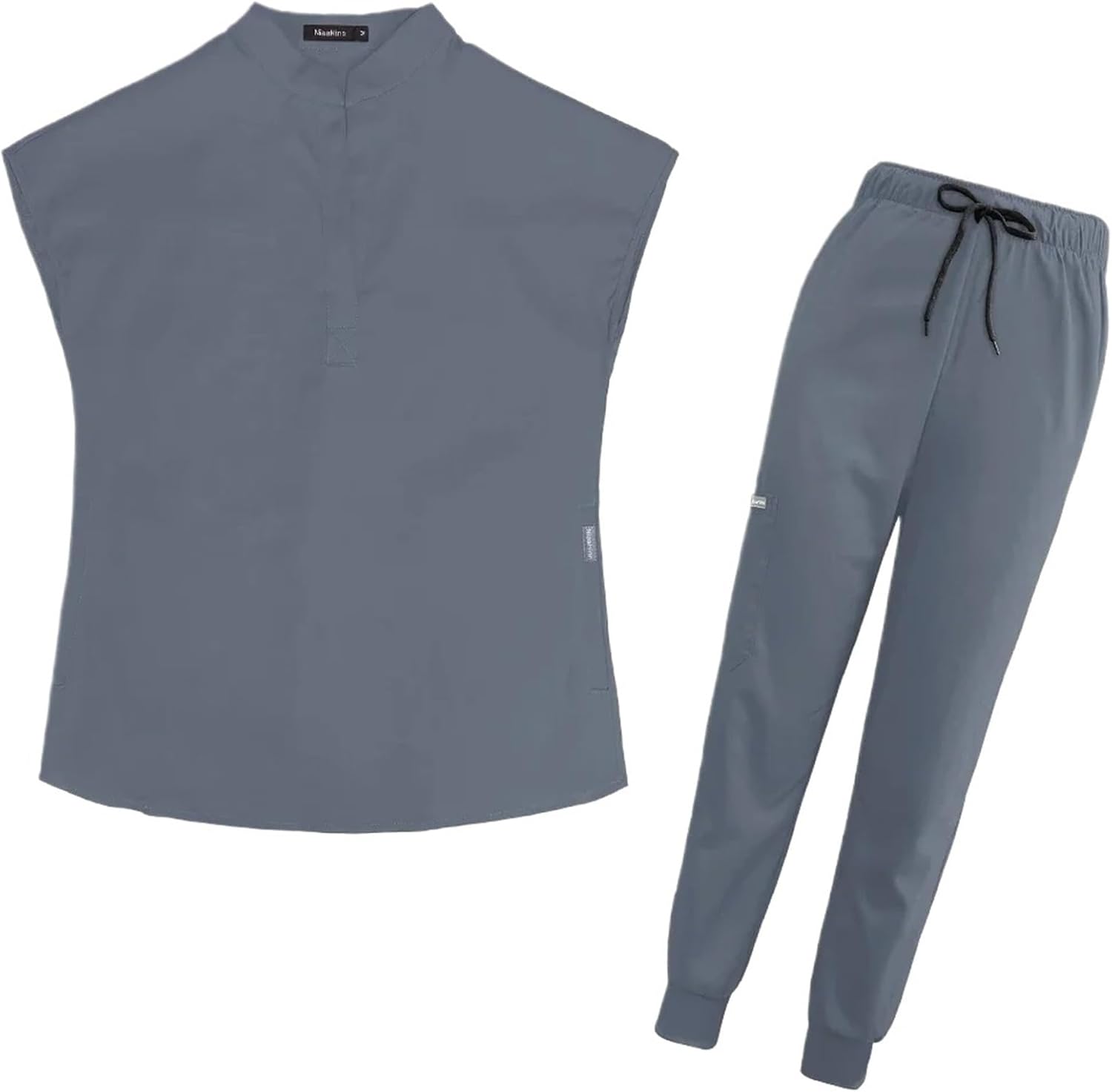 Nurse uniform Thicken Nursing Uniform Solid Color Medical Doctor Workwear Pet Hospital Veterinary Non-sticky Hair Scrub Work Suit(Grey,XXL)