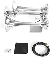 Vista 1 de Highsoar - Bocina de aire para camión de 12 V/24 V, 150 db, 3 bocinas de trompeta, kit universal para coche, tren, barco