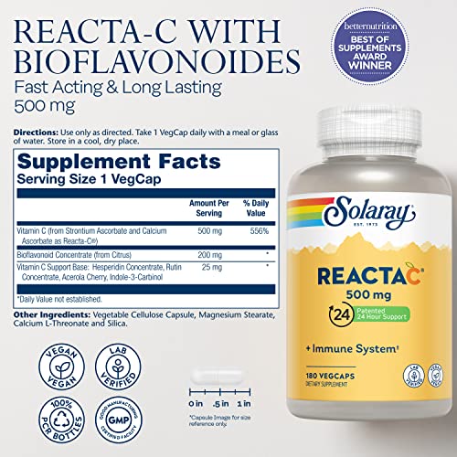 Solaray-Reacta-C-with-Vitamin-C-500mg-200mg-Bioflavonoid-Concentrate-Immune-Defense-Vitamins-Patented-24-Hour-Immune-Support-Supplement-Vegan-180-Capsules-180-Servings