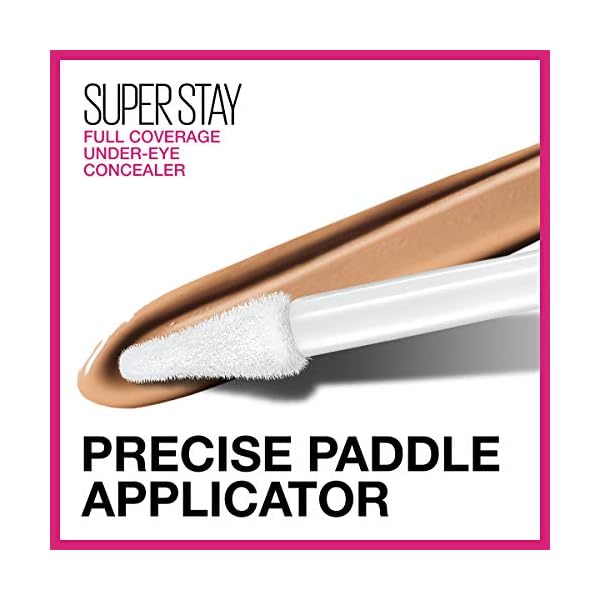 Maybelline New York Super Stay Full Coverage, Brightening, Long Lasting, Under Eye Concealer Liquid Makeup for up to 24H Wear, with Paddle Applicator, 15 Light, 0.23 Fl Oz