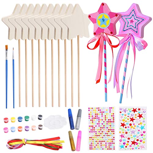 Towviy Baguette Magique Etoile, Loisirs Creatifs Filles 6 Ans Baguette Magique Princesse Baguette de Fée Accessoire Fille Cadeau Anniversaire Fille Kit de Bricolage...