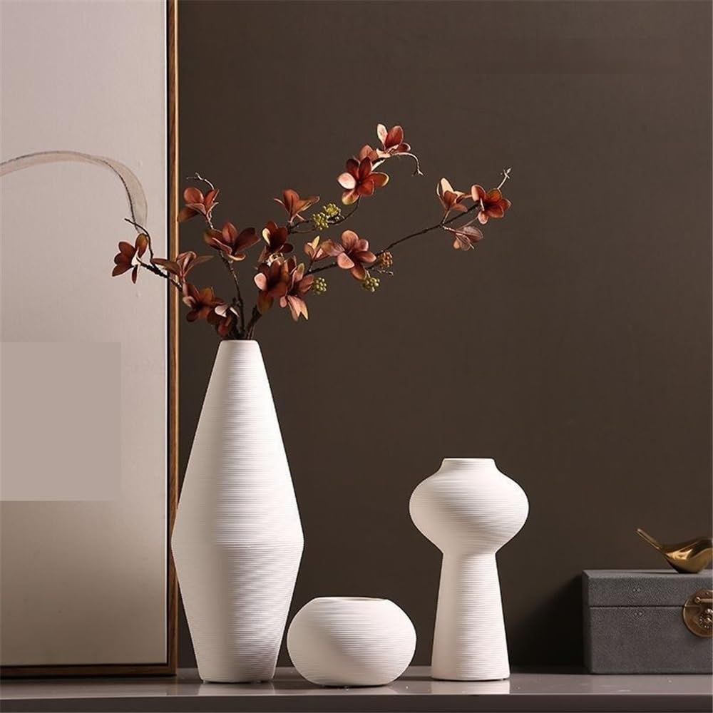 Jarrones Decorativos Modernos Jarrón Combinado de cerámica Blanca for arreglos Florales, for la Entrada de la Sala de Estar del hogar. Jarrones