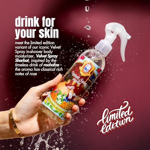 Image of Hibiscus Monkey Velvet Spray Sharbat In-Shower Body Moisturizer | Soothe Dry Itchy Skin, Enhance Natural Glow, Even Tone Skin | Natural, Chemical Free | Lightweight | Dermatologist Tested | 250ml