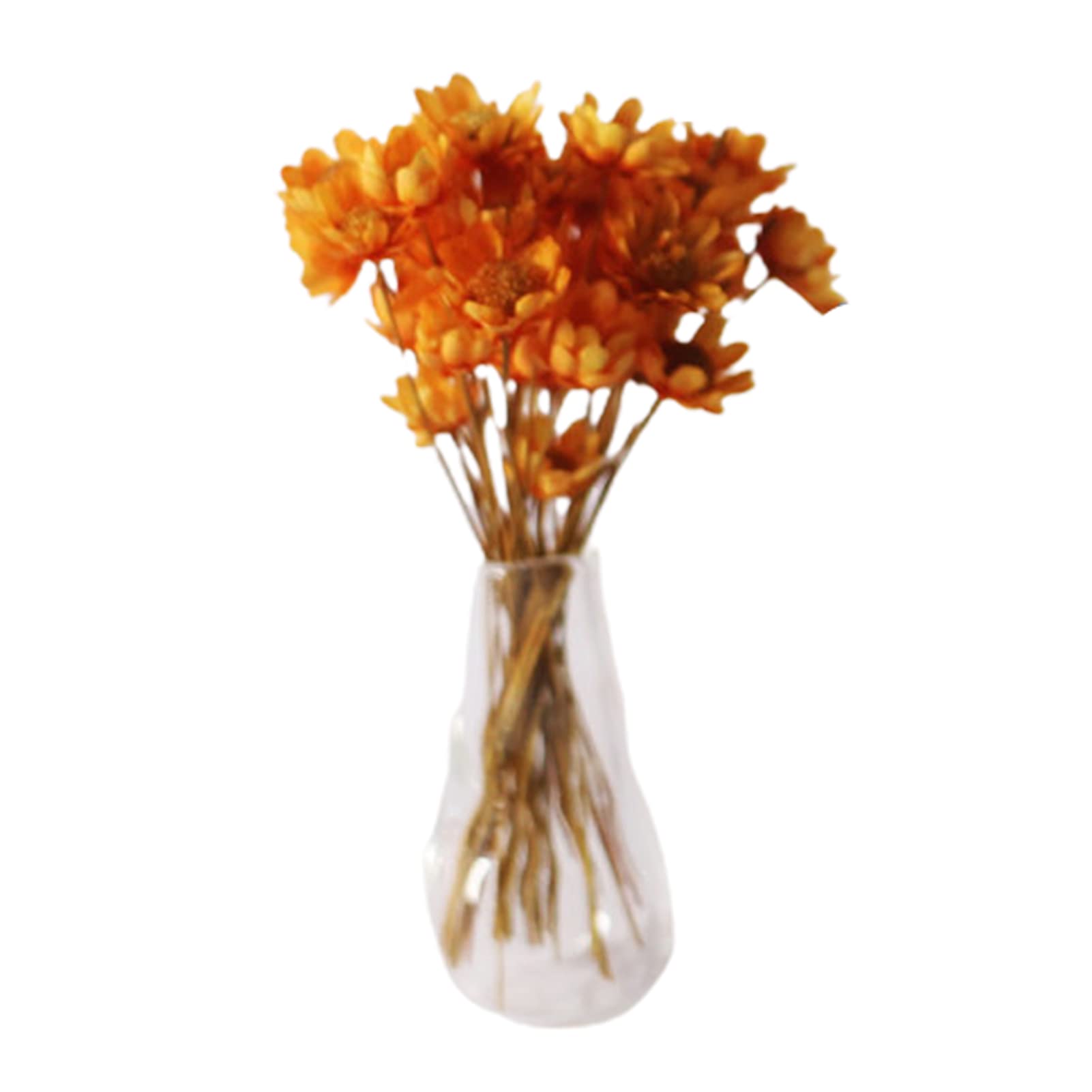 Goodliest Mini Flower Vase, 1/12 Scale Miniature Dollhouse Accessories Decor, Doll House Mini Flower Bowl Elegant Decoration for Mini Scene Orange