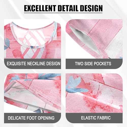 Summer Pajama Set Easter Egg Flower Pattern, Short Sleeve Sleepwear Nightwear4