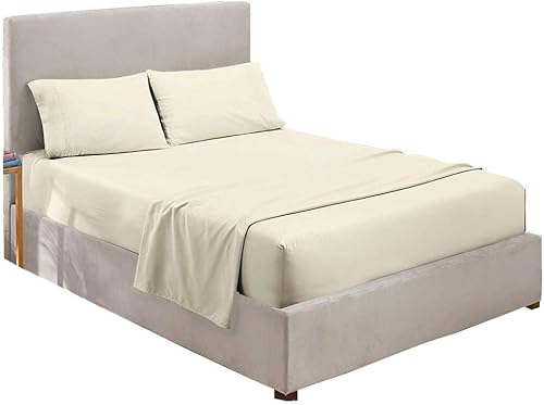 Miniatura 2 de Tula Linen Juego de sábanas de calidad de hotel de lujo de 4 piezas (1 sábana bajera + 1 sábana encimera + 2 fundas de almohada), tamaño Queen para