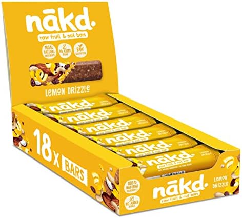 Nakd Lemon Drizzle Natural Fruit & Nut Bars - Vegan - Gluten Free - Healthy Snack, 35 g (Pack of 18)