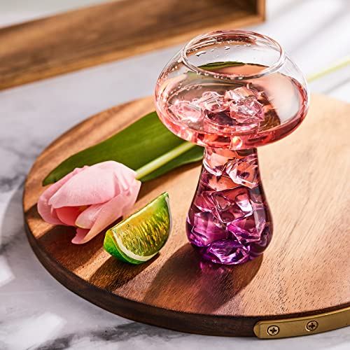 2 Pcs Mushroom Cocktail Glass Creative Martini Mushroom Glass Cup Glass Goblet Drink Cup For Wine Champagne Cocktail Home Bar Party, 260 Ml #TOP4