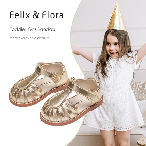 Image of Felix & Flora Toddler Girls Sandals Flower Girl Shoes Soft Rubber Princess Flat Shoes