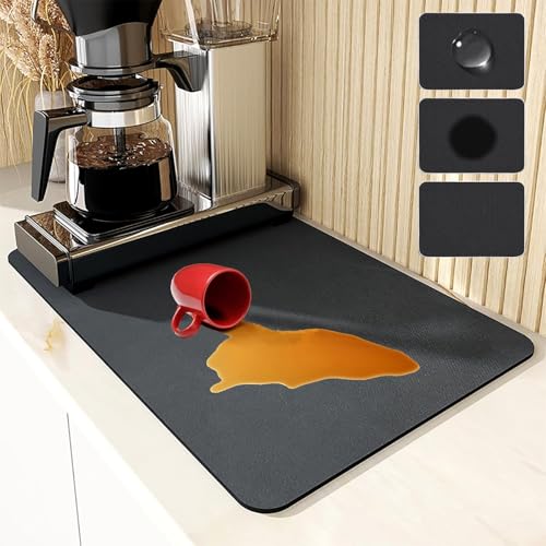 Tapete de Secado de Platos para Encimera de Cocina,Alfombrilla de Secado para Cocina,Tapete de Café para Encimeras,Tapete de Secado para Encimera (Gris oscuro, 40*60 CM)