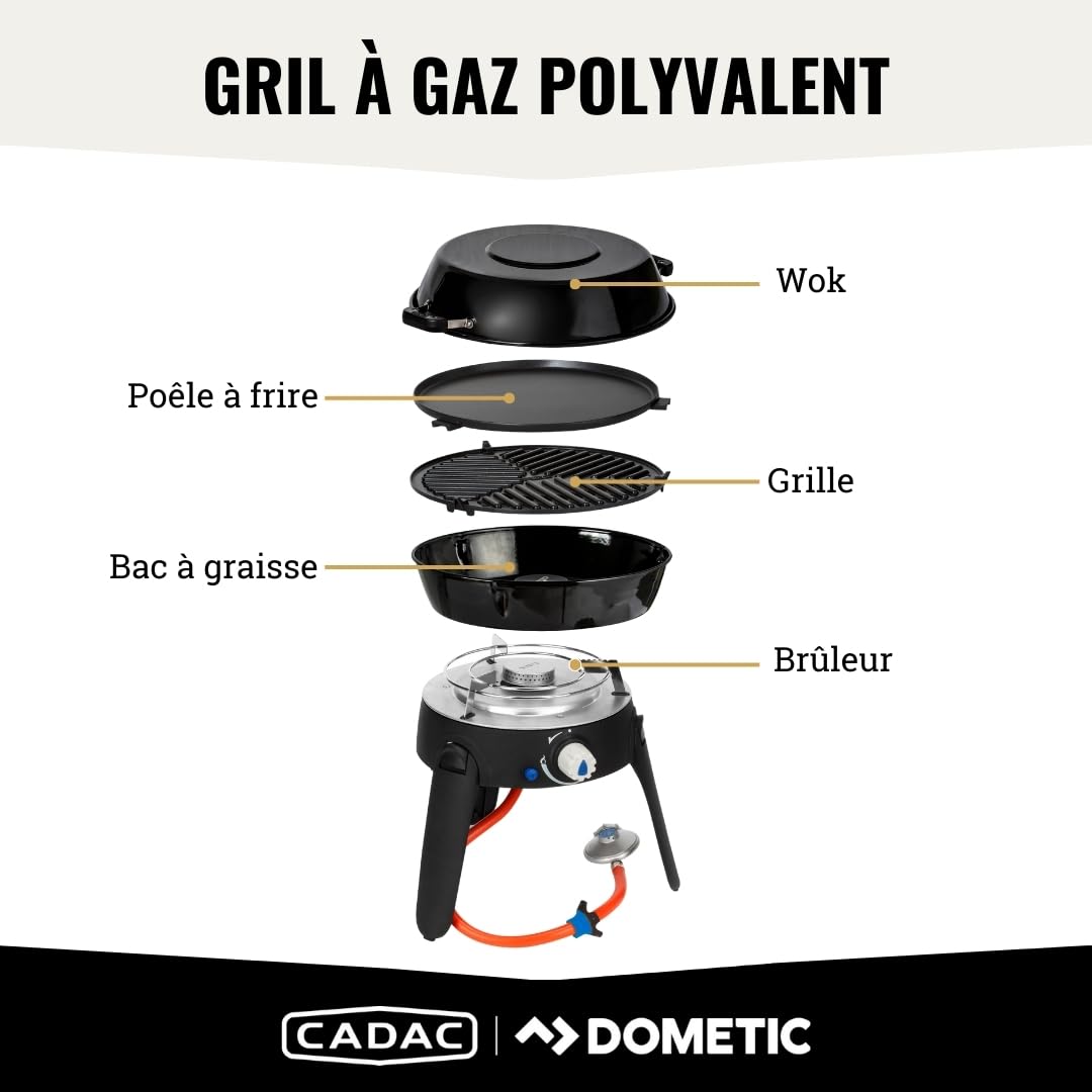 CADAC Safari Chef 30 LP 28-37 mBar - Barbecue acier - aluminium - plastique - gaz - Noir - Grill de camping