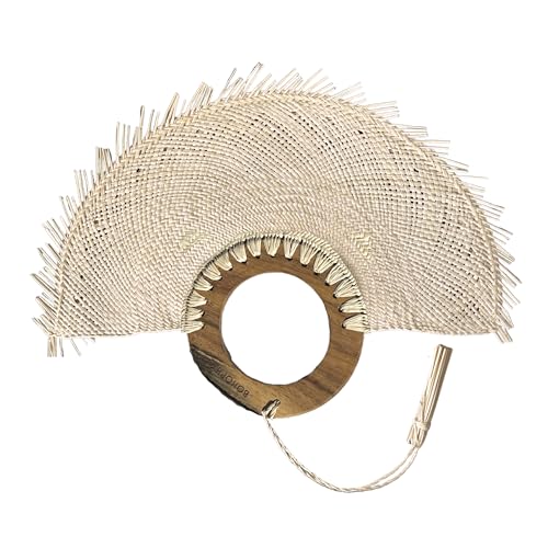 BOHOPHY Straw Palm Hand Held Fan - Handmade Abanico De Mano Woven Hand Fan - Unique Boho Accessories for Personal Use, Wedding Favors, Wall Decor, Fiestas, Bridal Party Souvenirs