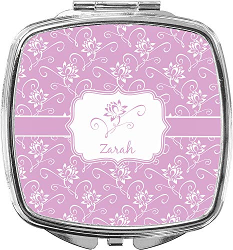 Espejo compacto cuadrado personalizado de flores de loto