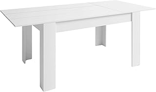 Miroytengo Mesa de Comedor Extensible Bass de Sala Estilo Contemporáneo en Color Blanco Mate con Melamina 140-200x90x76 cm