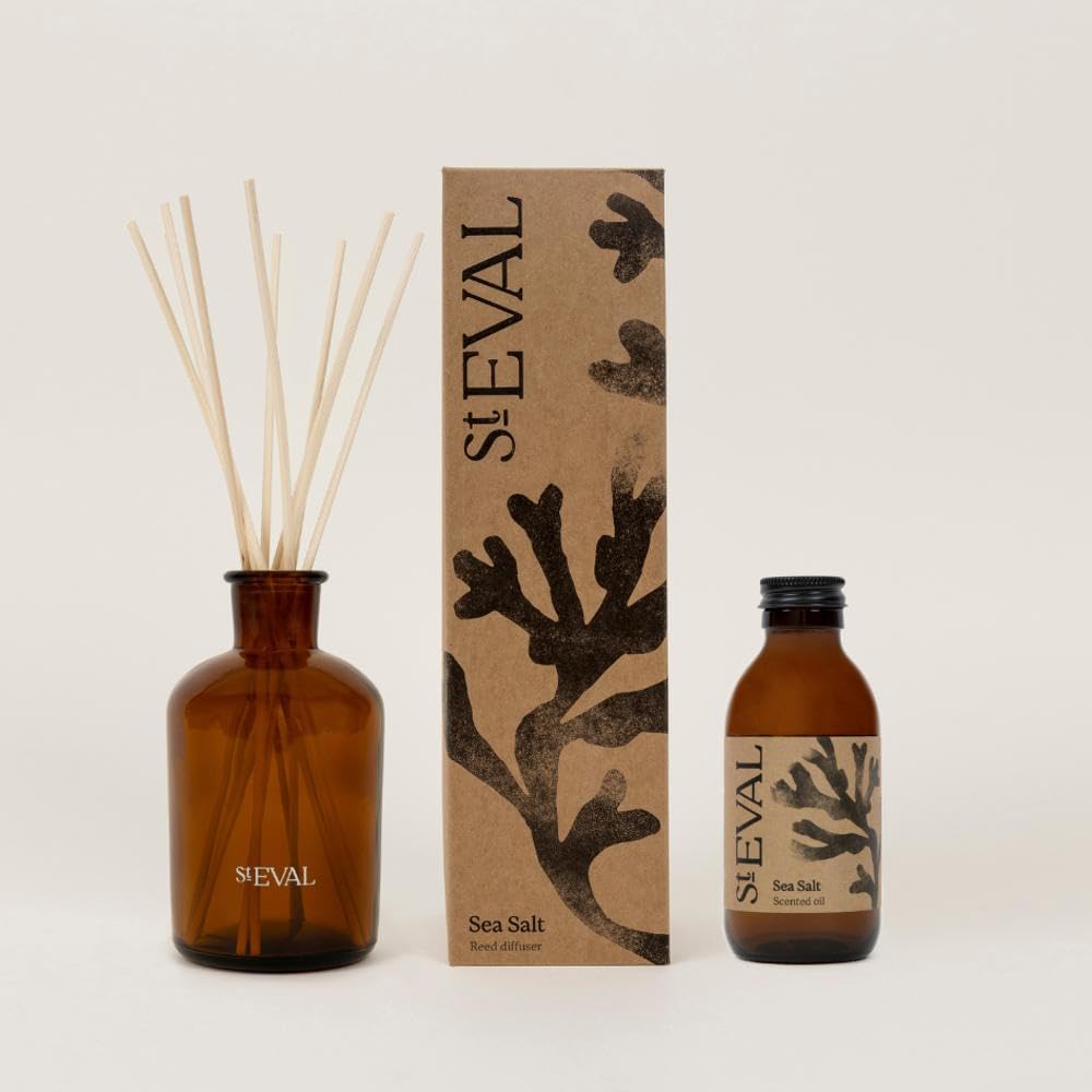 Sponsored Ad – Reed Diffuser Gift Set - Diffuser, Refill and Reeds | Refreshing Aromatic Room Scent | Made in Cornwall | Scented Oil Reed Diffuser Refill | Ideal for Home and Office (Sea Salt)