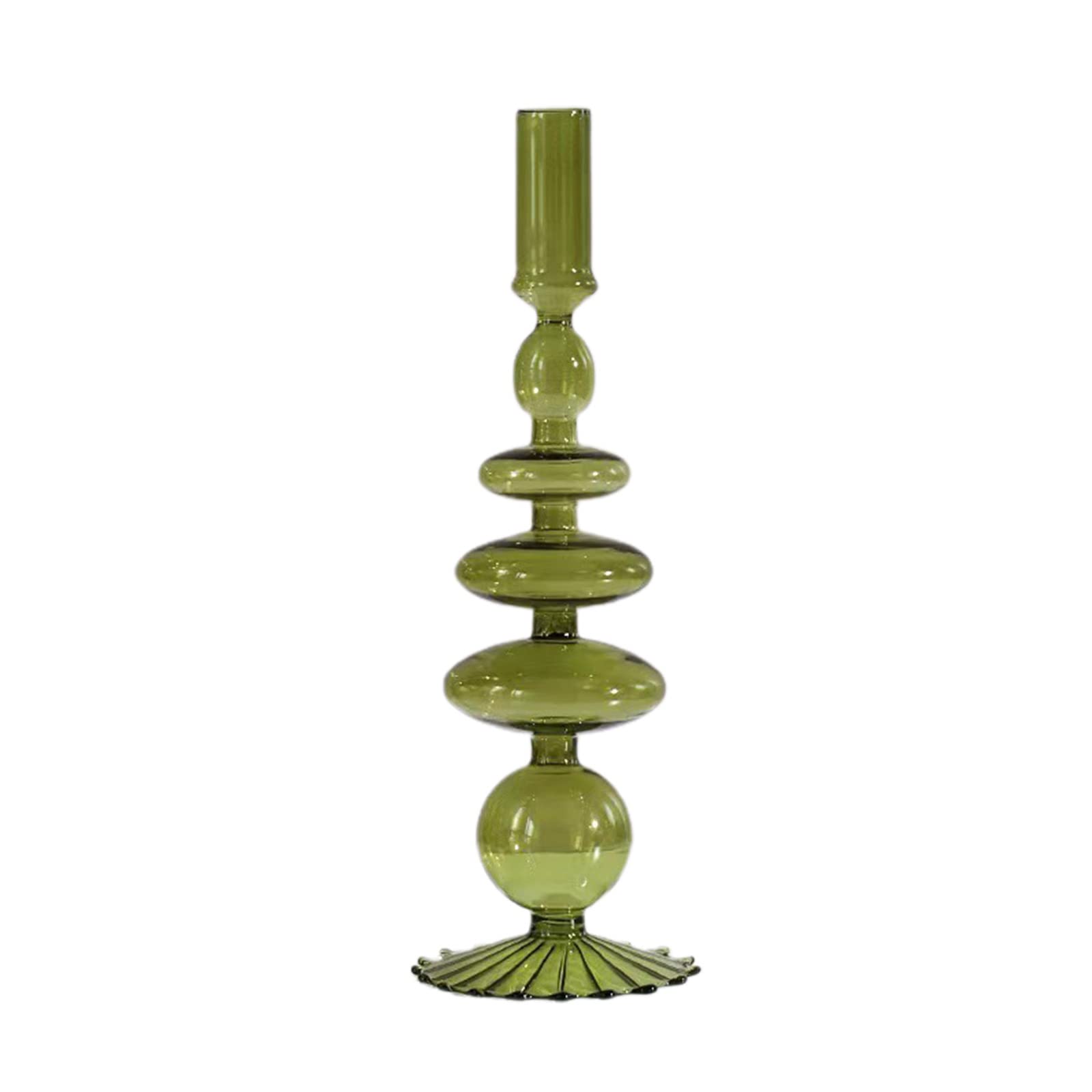 Glass Candlestick Holders Colorful Glass Taper Candle Stand Modern Elegant Candle Stick Candle Holder Glass Vase Decor for Home Party Centerpiece(Green)