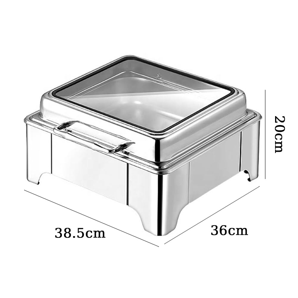 Juego de platos de roce, calentador de wok de acero inoxidable, freidora hidráulica acolchada con sartén de agua y cubierta superior abatible para cenas, fiestas, cocina, bodas, banquetes