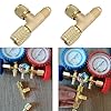 Jotekonoby 2 Pcs Quick Coupler Access Tee 1/4'' SAE Valves Core Adapter For R22 R12 R134 Systems, Compatible with Vacuum Gauges, High/Low Ports and M #3