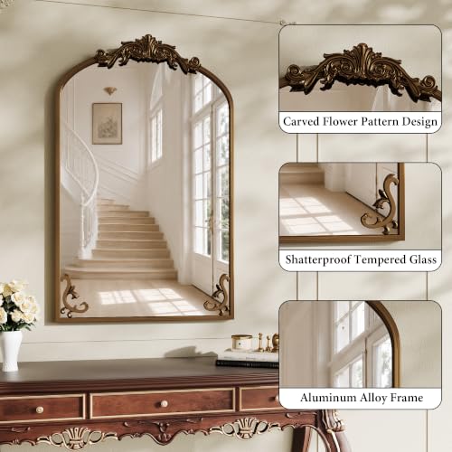 Image of Koonmi Vintage Wall Mirror, 36 inchx24 inch Arched Antique Mirror