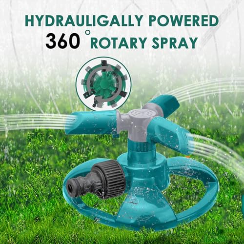 Image of Total 3 Arm Rotary Lawn Sprinkler, Adjustable 360 Garden Water Sprinkler with Wide Coverage, Water Sprayer for Lawn, Yard, Garden, Plant Irrigation & Outdoor Play