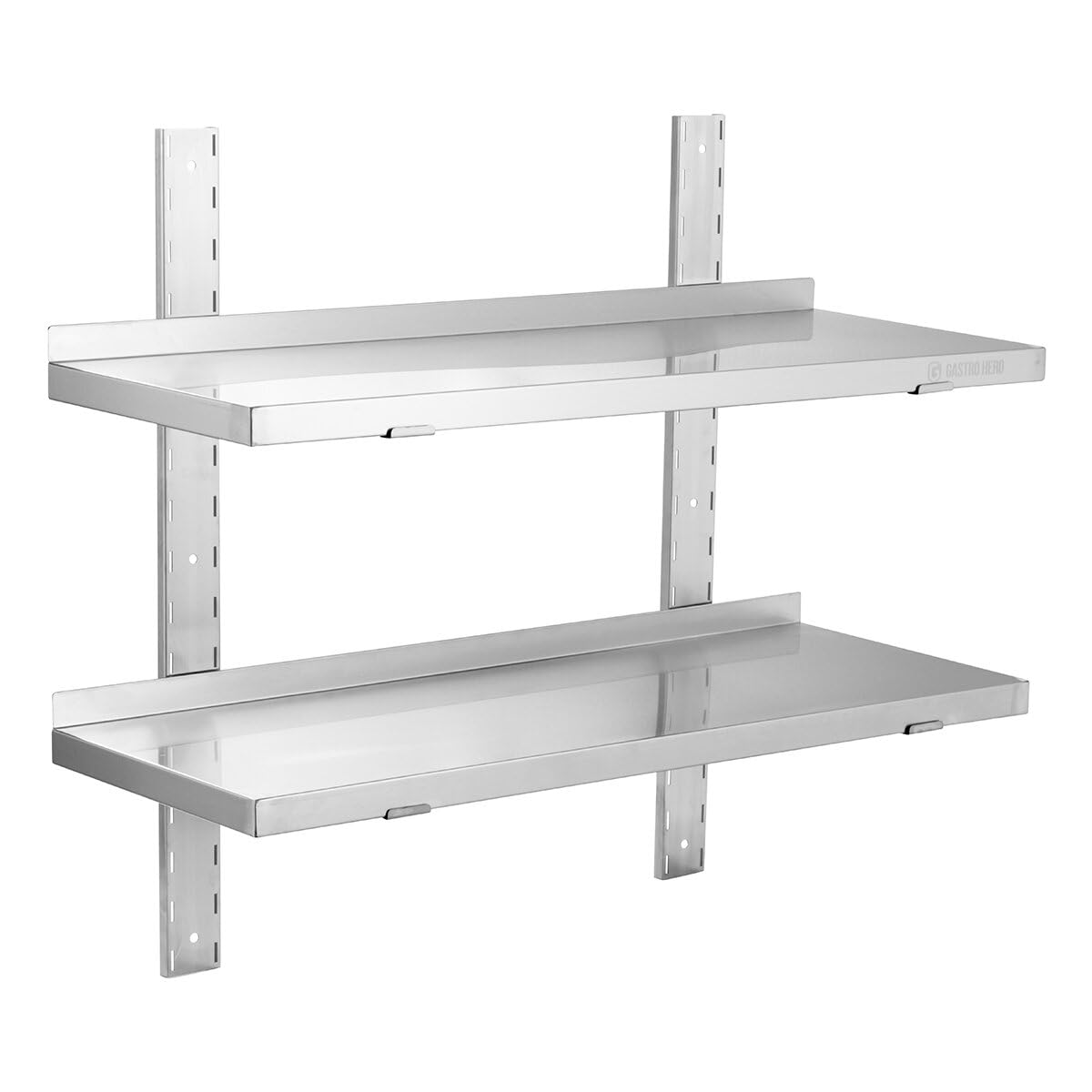 GastroHero Edelstahl Wandregal doppelt I 100 x 30 cm Wandbord Gastronomie I Edelstahlregal mit 2 Ablageböden I Hängeregal Edelstahl für Küche & Gastro
