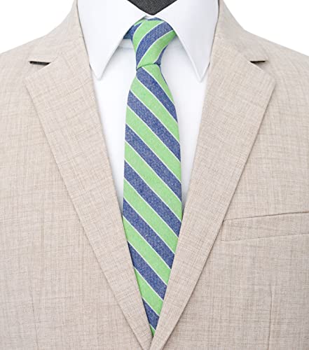 Image of BELLUNO Men's 2.5 inch Skinny Solid Cotton Linen Ties