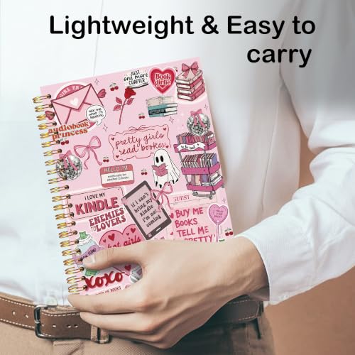 FOPENEM Coquette Pink Book Lover Notebook Journal 8.3x5.5, Bookish Gifts,Bookworm Book Reading Reader Gifts Hardcover Spiral Notebook Journal for Note Taking - Image 5