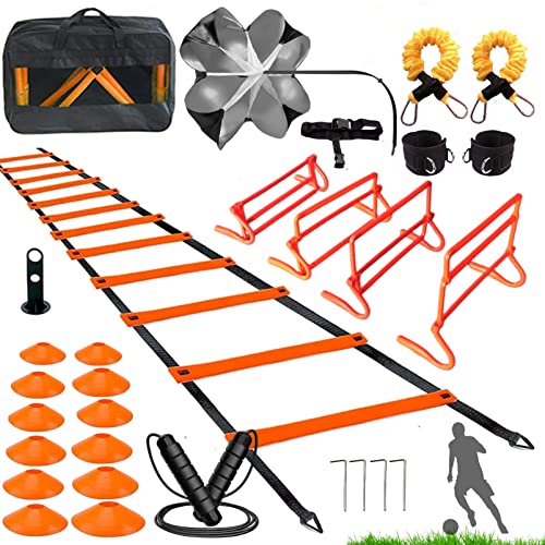 Katzeist Agility Training Equipment, Kids Soccer Hurdles Agility Ladder Equipment Set Agility Training Kit For Football, Soccer, Basketball Tennis,Speed Agility Training Kit, Orange #TOP3