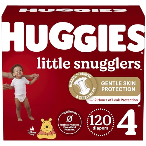 Image of Huggies Size 4 Diapers, Little Snugglers Baby Diapers, Size 4 (22-37 lbs), 120 Count
