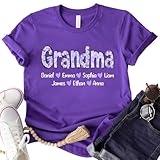 GODMERCH Custom Grandma Purple Daisy T-shirt, Personalized Grandma with Grandkids Names Shirt, Grandma sweatshirt, Mothers Day Grandma Gifts