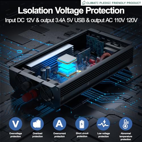 3000W Power Inverter 12V DC to 110V/120V AC Converter, 6000W Peak RV Use - Image 4
