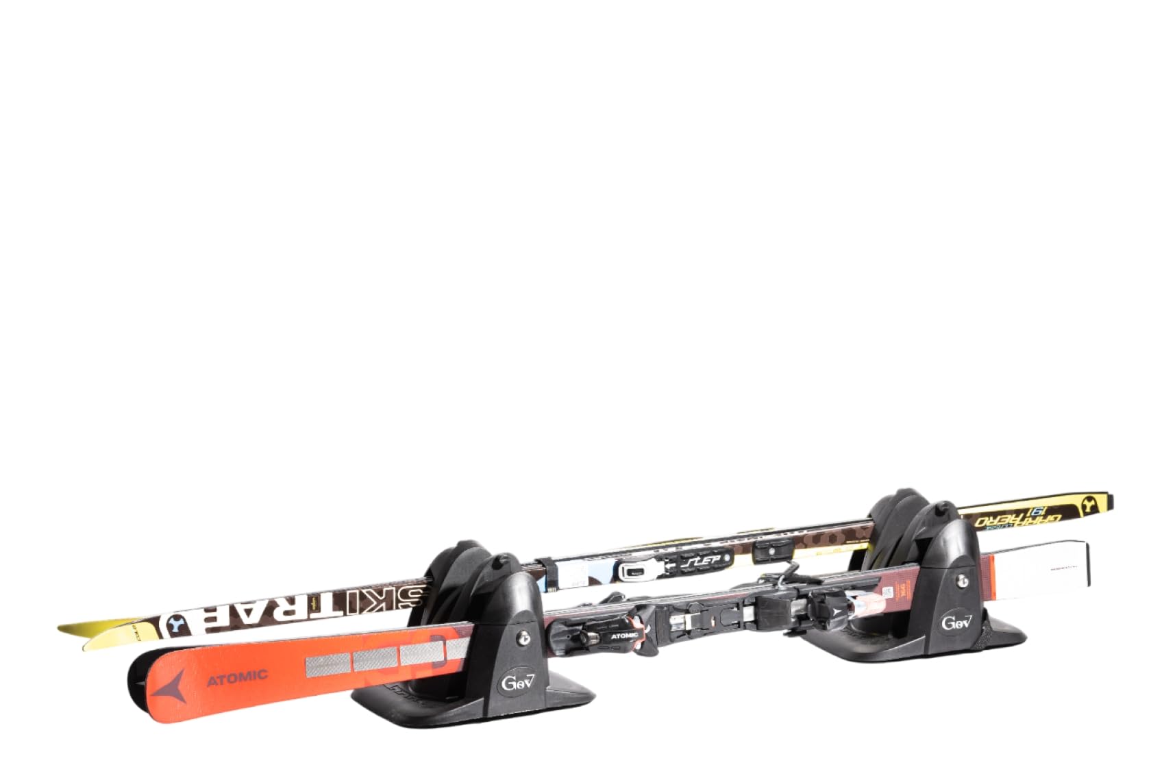 GEV Portasci Magnetico Shark – Piastre 24x30 cm per 2 Paia di Sci o 2 Snowboard, Antifurto con Chiave, Omologato TÜV SÜD, City Crash Test, Made in Italy