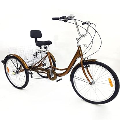 24 Zoll Dreirad Für Erwachsene Dreirad mit Einkaufskorb Citybike-Dreirad 6 Gang 3 Räder Fahrrad Seniorenrad Tricycle Mit Korb Für ErwachseneFahrrad 3 Rad Dreirad Mit Einkaufskorb – Bild 3