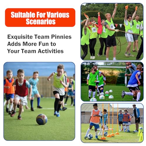 Image of 12 /24 /48Pcs Soccer Pinnies Youth, Scrimmage Team Practice Vests | Mesh Printed and Unprinted Numbers Team Pennies for Basketball Soccer Football Bibs Adults Kids