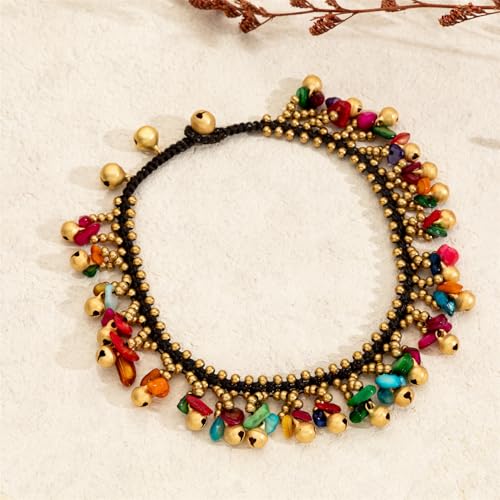 Image of kelistom Bohemian Ankle Bracelets for Women Handmade Natural Stone Beaded Chain Anklet