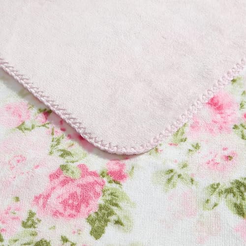Condition photo showing New/Like New for laura ashley - plush throw blanket, 50x70, soft and warm with a lightweight feel, reversible floral and dot design, ashfield pink