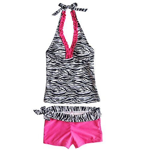 Image of iiniim Kids Big Girls Two Pieces Halter Tankini Set Swimsuits Swimwear Summer Beach Bathing Suits